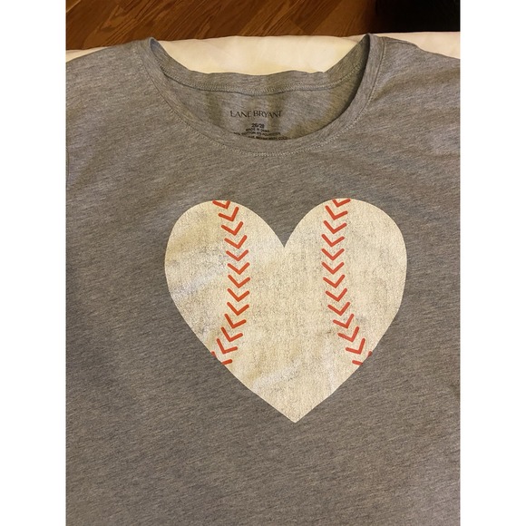 Lane Bryant Tops - Lane Bryant Baseball Heart T-shirt‎ Gray Women's 26/28 Baseball Mom Mother's Day